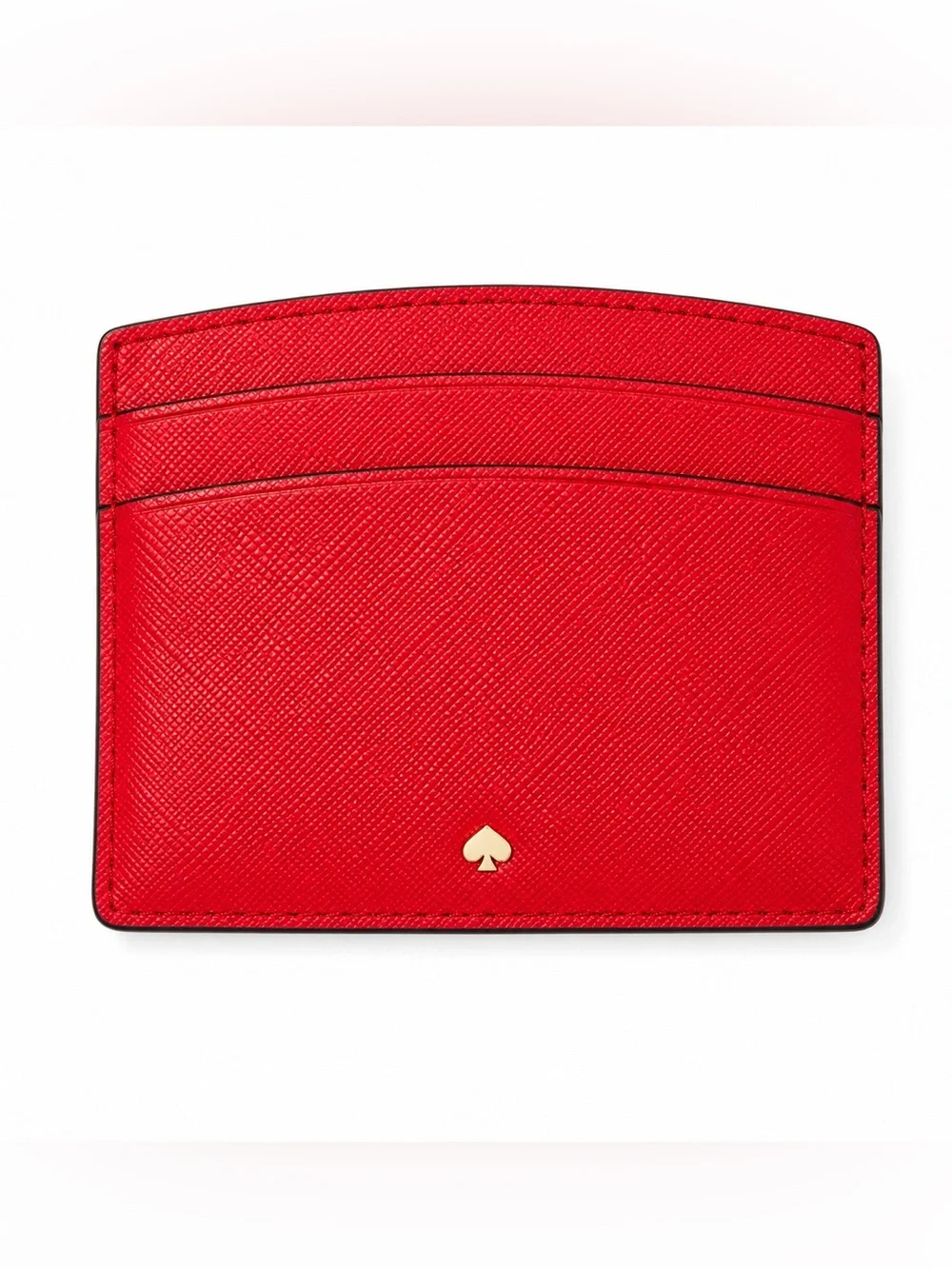 Kate Soade Red Saffiano Leather Card Case with Gold Logo